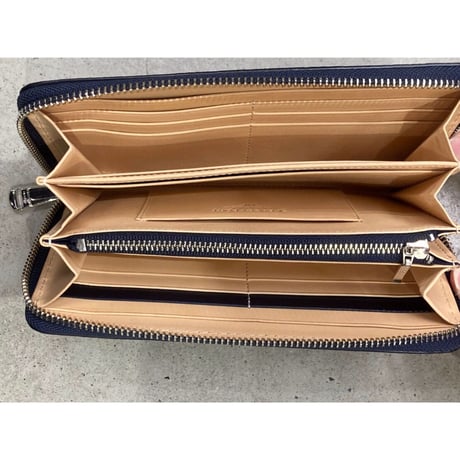 BAGGY PORT　藍染レザー 型押しペイズリー ラウンドファスナー 長財布　DBL　#AC