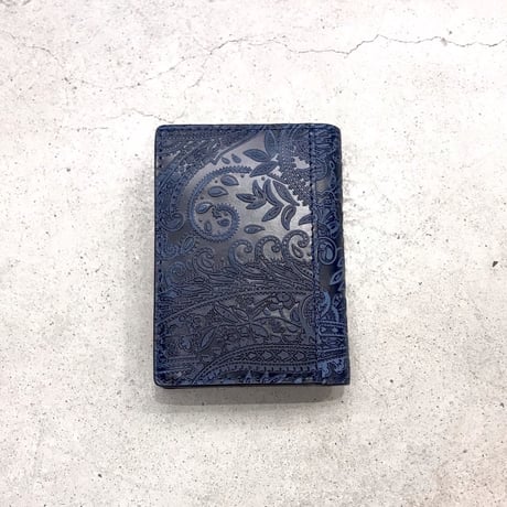 BAGGY PORT　藍染レザー 型押しペイズリー ハーフ財布　DBL　#AC