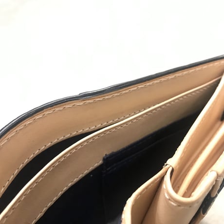 BAGGY PORT　藍染レザー 型押しペイズリー ハーフ財布　DBL　#AC