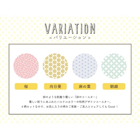 卵のコースター 4枚セット　和柄