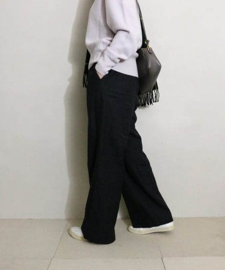 Vネックニット×ワイドパンツ×チェックストールコーデ（green label relaxing・AEWEM MATOPH・NATURAL BEAUTY BASIC）Set