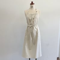 ハーフリネンキャンバスエプロン/ミルク　送料無料