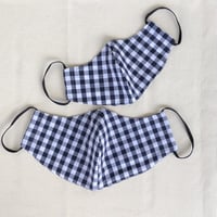 息がしやすいマスク/コットン100%紺チェック/男性用/女性用/子供用/幼児用/送料無料