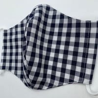 コットン100％紺チェックマスク/送料無料