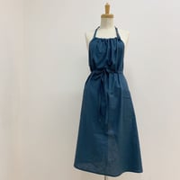 ハーフリネンエプロン/ミネラルブルー/送料無料