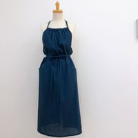ハーフリネンエプロン/ネイビー/送料無料