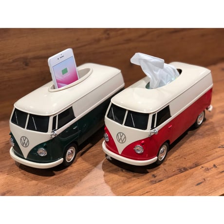 VWバス ティッシュボックス ツートーン GREEN
