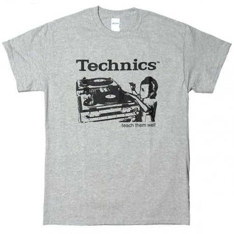 テクニクスtシャツ TECHNICS TURNTABLE GREY テクニクスターンテーブル ロゴt tee dj ロックtシャツ バンドtシャツ