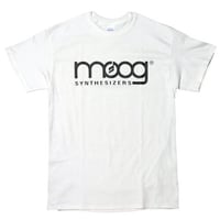 MOOG SYNTHESIZER（モーグ・シンセサイザー） 70S～80S ヴィンテージロゴ WHITE dj tシャツ moog tシャツ ロゴt 楽器 tシャツ