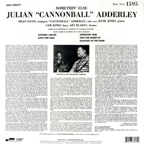 キャノンボール・アダレイ / サムシン・エルス 新品輸入レコード
