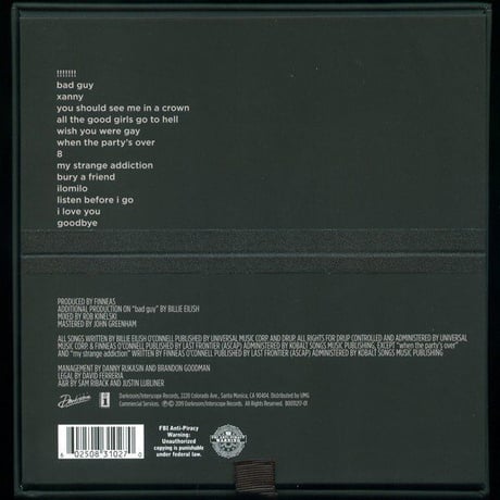 Billie Eilish ビリー・アイリッシュ- When We All Fall Asleep, Where Do We Go?( 7" Box Set）