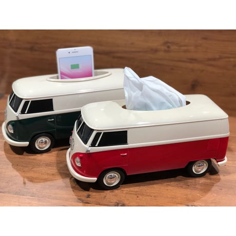 VWバス ティッシュボックス ツートーン GREEN