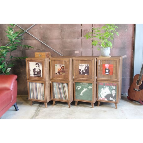 瀬戸内工芸製 Record Frame & Vinyl Storage Basic LP one box + 10インチアダプター + 7インチアダプター ウォルナット