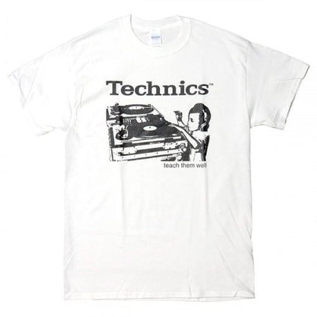 テクニクスtシャツ TECHNICS TURNTABLE WHITE テクニクスターンテーブル ロゴt tee dj ロックtシャツ バンドtシャツ