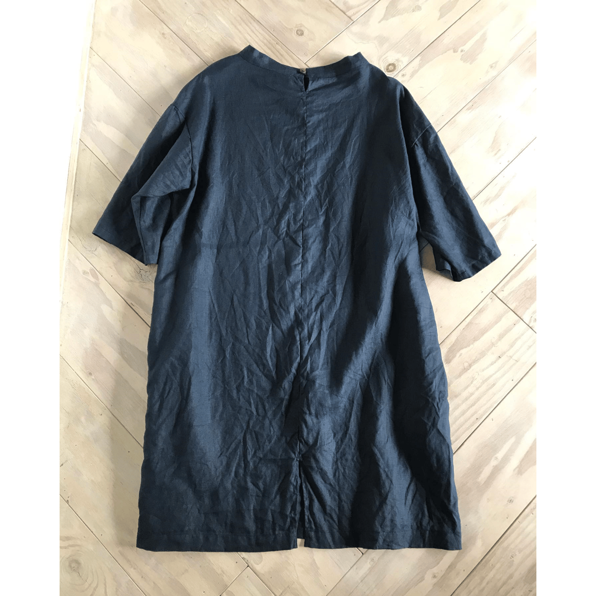 極美品＊中川政七商店 リネンチュニック ネイビー紺 麻100 フレンチスリーブ 中川政七商店 麻100% ワンピース チュニック 藍染 - メルカリ