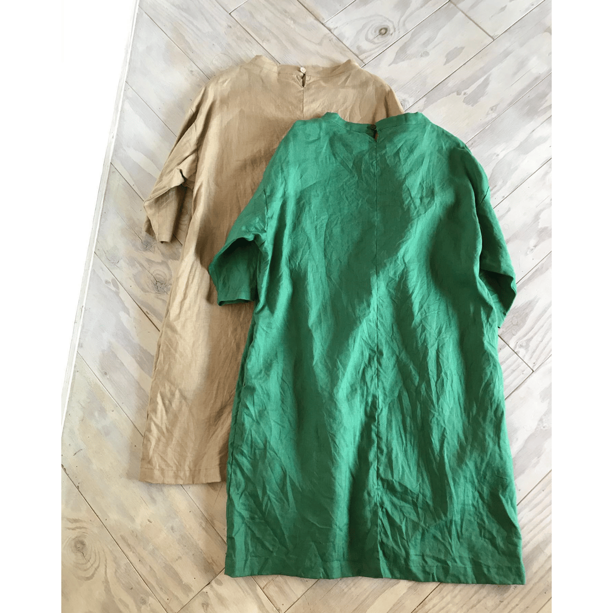 ヴィンテージ　フレンチリネン　イニシャル入り長袖チュニック ヴィンテージ フレンチリネン イニシャル入り長袖チュニック