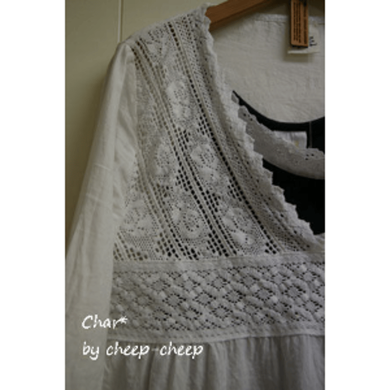 Khadi Vネックレースチュニック | SHOP-CHAR