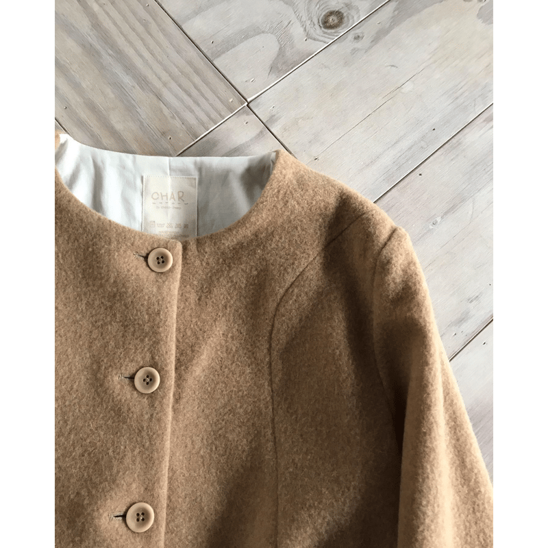 ソフト起毛ウール・ノーカラーショートJK（総裏） | SHOP-CHAR