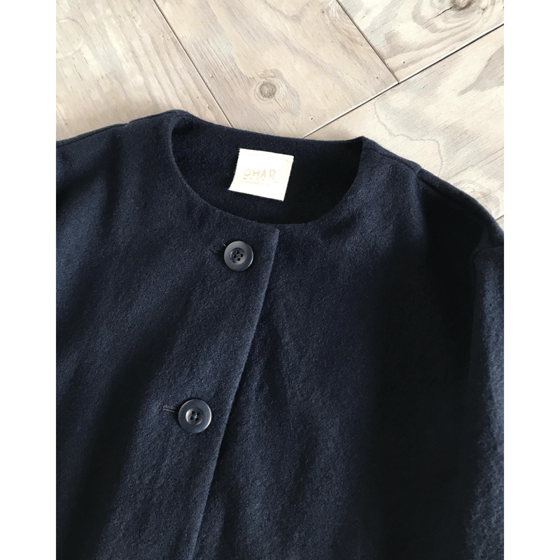 圧縮ウール(薄)・ノーカラーコート | SHOP-CHAR