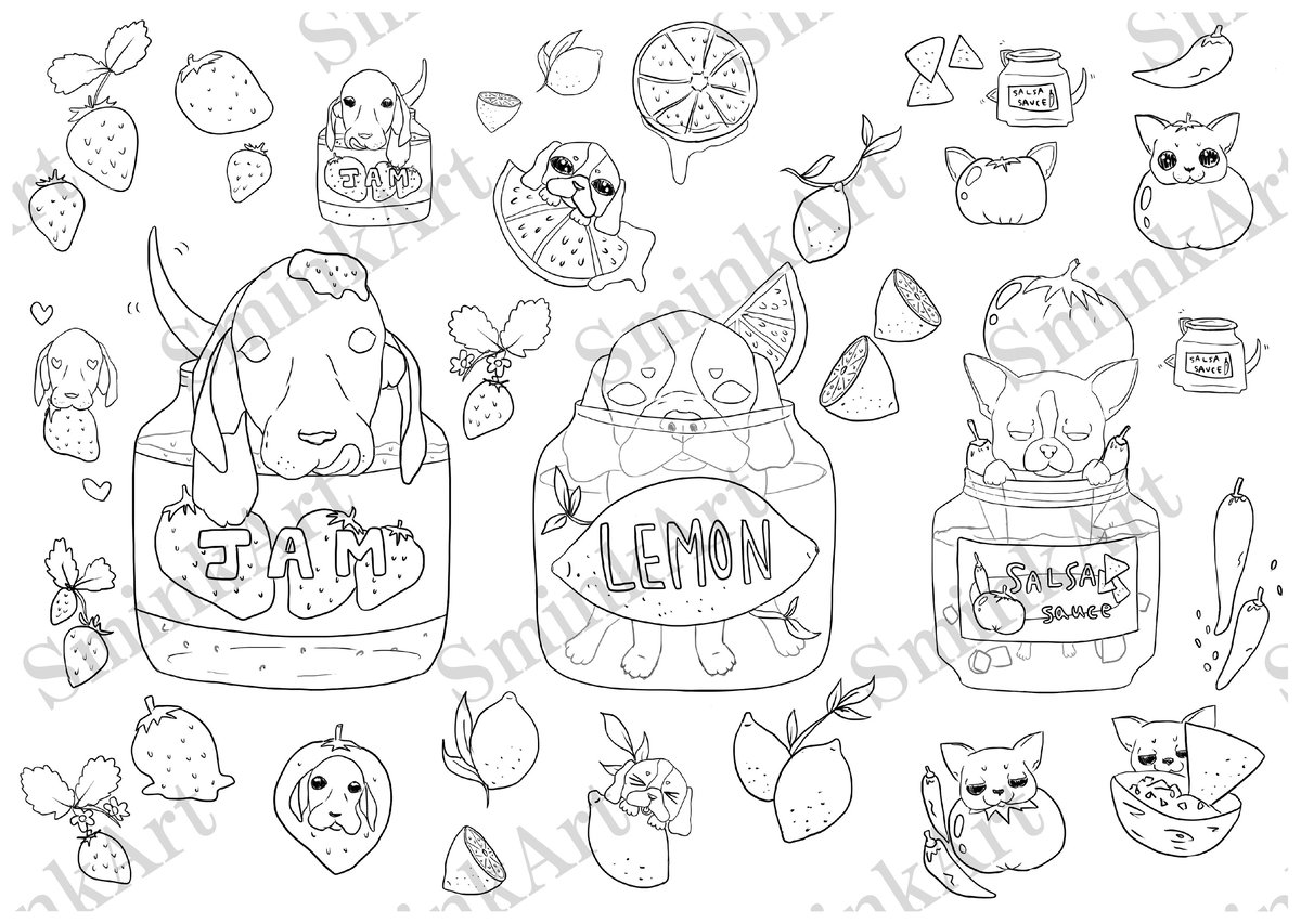 SminkArt塗り絵シール【 全柄 10枚セット】A4サイズ（犬猫・宇宙・ポップ・和・植物..., image size:1200x853