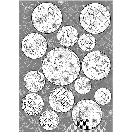 SminkArt塗り絵シール【 和柄 】 A4サイズ 2種/セット＜塗り絵デザインシール＞