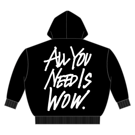 Logo×ALL YOU NEED IS WOW. Pullover Hoodie（Black×White）