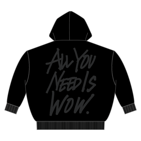 Logo×ALL YOU NEED IS WOW. Pullover Hoodie（Black×Black）