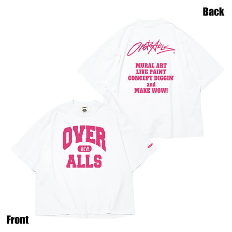 OVER ALLs College T-shirt（WhitexPink）