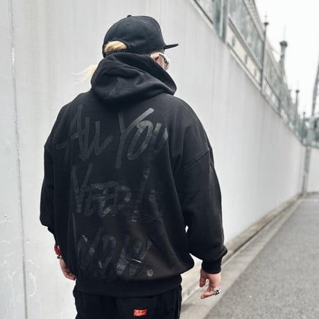 Logo×ALL YOU NEED IS WOW. Pullover Hoodie（Black×Black）