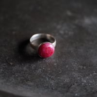 「予約」シルバーとルビーのリング