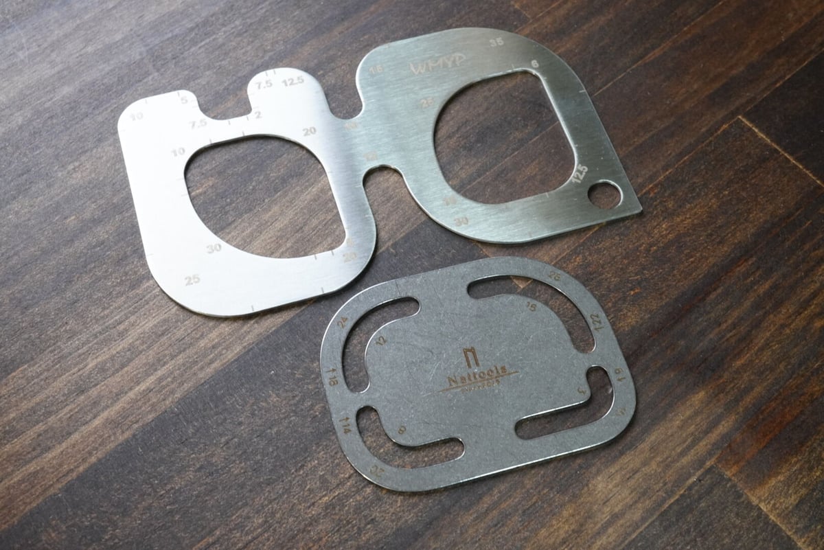 Outside SPORTS ACTIVITIES　加工肉厚レザー サイズF Nattools ミニR定規 | at Leather Works レザークラフトツール