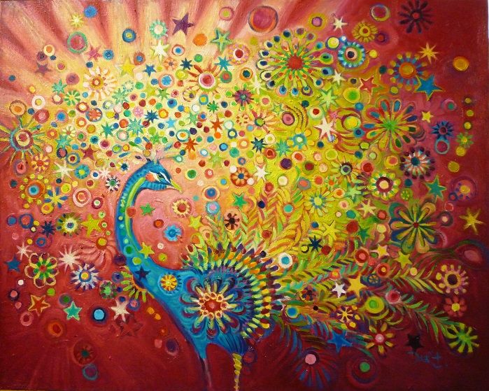 自作絵画 クジャク ハート Amazon｜Looife キャンバスウォールアート クジャクの絵付き