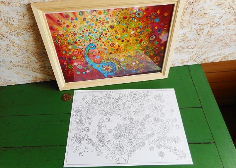 自作絵画 クジャク ハート Amazon｜Looife キャンバスウォールアート クジャクの絵付き