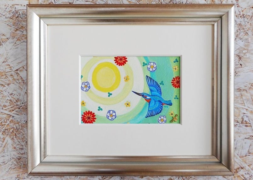 アクリル画「カワセミ」 | Tsubasa KATOU