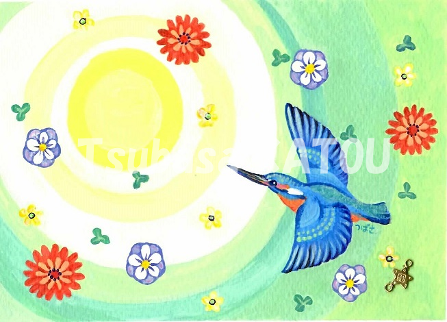 アクリル画「カワセミ」 | Tsubasa KATOU