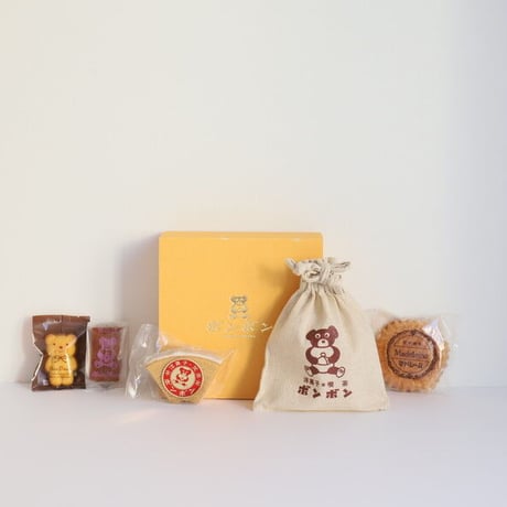 【洋菓子・喫茶ボンボン】くまちゃん巾着&焼き菓子15個詰め合わせセット