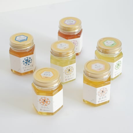 【舘養蜂場本店】 6種類の国産九華はちみつセット（130g×6本）