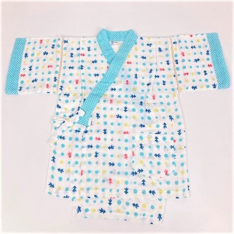 二重ガーゼ キッズ甚平 金魚　80／90／100