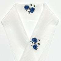 オリジナル刺繡半衿 絽「モダン朝顔」