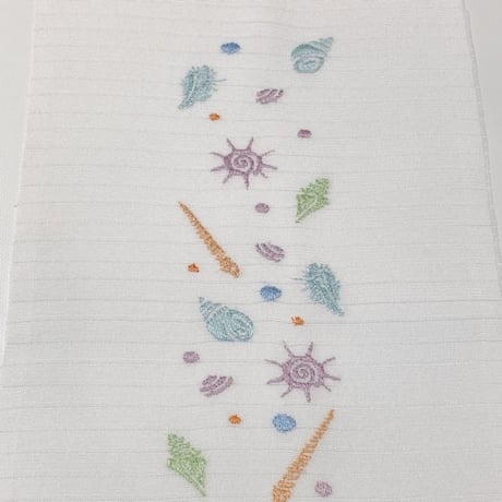 洗える オリジナル刺繍半衿・絽『SeaShells』