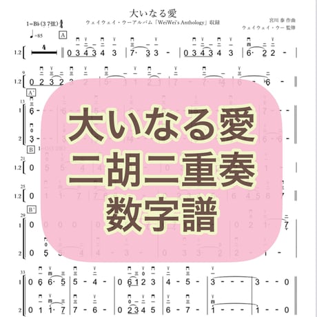 「大いなる愛」二胡二重奏 数字譜