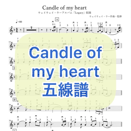 「Candle of my heart」五線譜