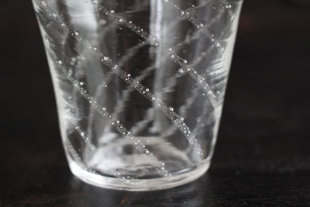 新品◆91 荒川尚也　螺旋状　アワグラス　宙吹きガラスコップ　４客　晴耕社ガラス 新品◇91 荒川尚也 螺旋状 アワグラス 宙吹きガラスコップ 4客 晴耕