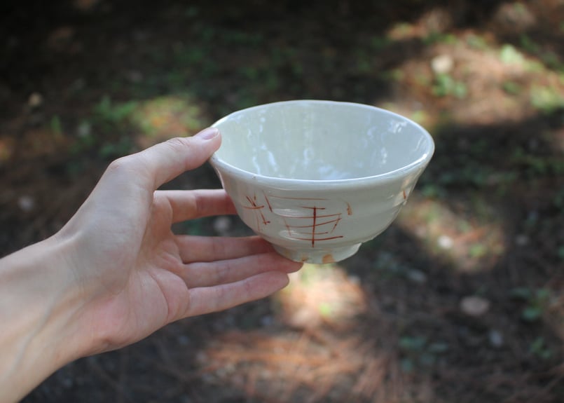光藤佐 白磁赤絵茶碗 1 | online shop ゆすらや