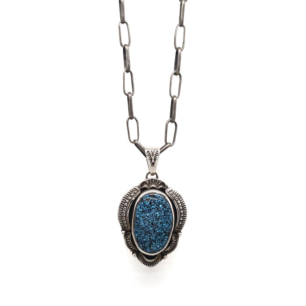 ブラックウェブ　ターコイズ　大型ペンダントトップ　インディアンジュエリー King man Black Web Turquoise Pendant 【キングマン ブラッ