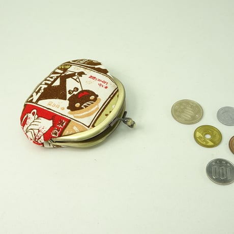 2.6寸丸小銭入れ　レトロ看板　ピンク色①　※こけし玉