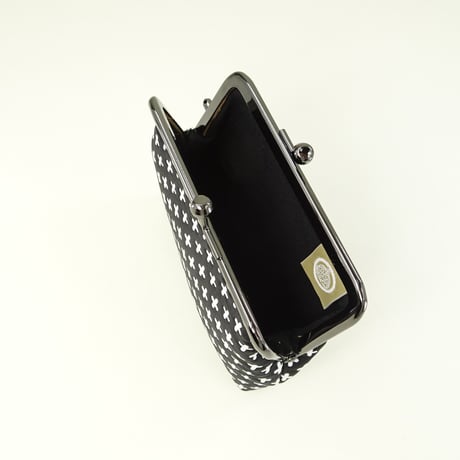 3.3寸角　刺し子（ふくれ織）　黒色　口金B