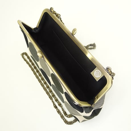 6.8寸碁石玉　ショルダーバッグ　シャンタン　水玉　クロネズ色