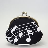 3.3寸丸小銭入れ　音符　黒色  ①