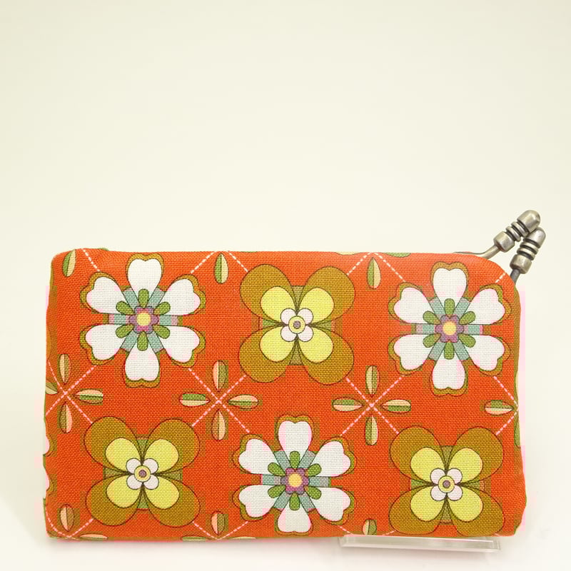 名刺カードケース 昭和レトロフラワー オレンジ色 | まつひろ商店